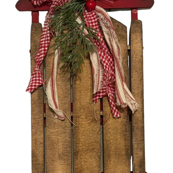 Vintage Sled | Winter Decor | Christmas Decor | Holiday Decor | Wood Sled | Shelf Sitter | Tabletop Decor