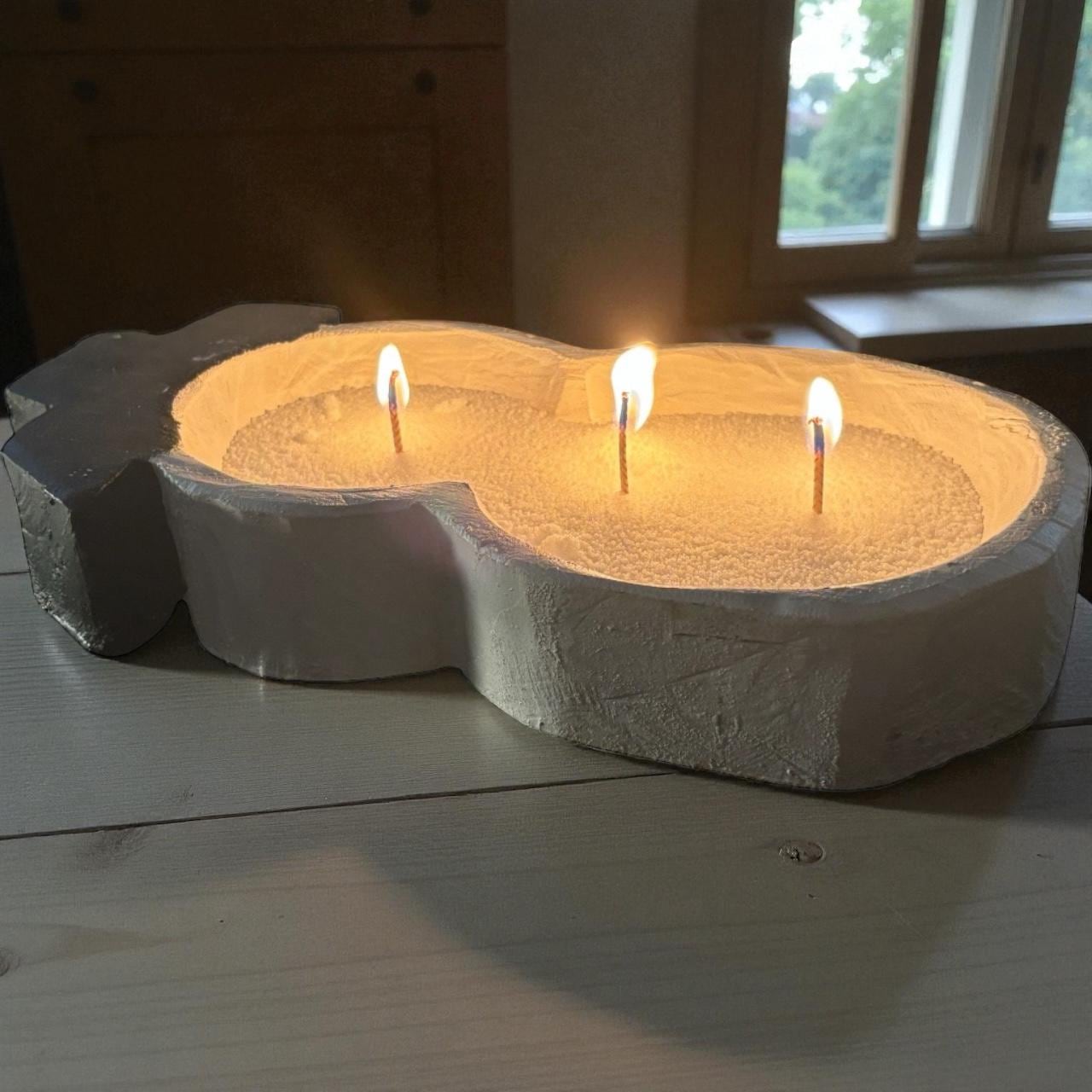 Hand-Carved Wood Snowman Candle Holder