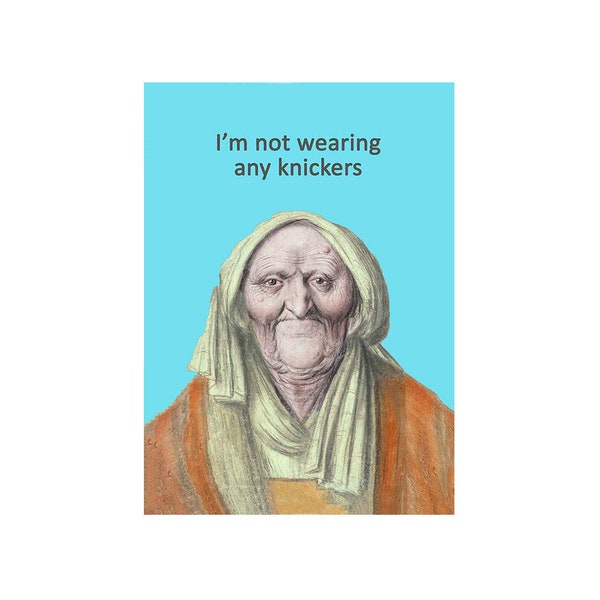 Funny Rude Card | Knickers Card | Rude Old Woman | Rude Vintage Card