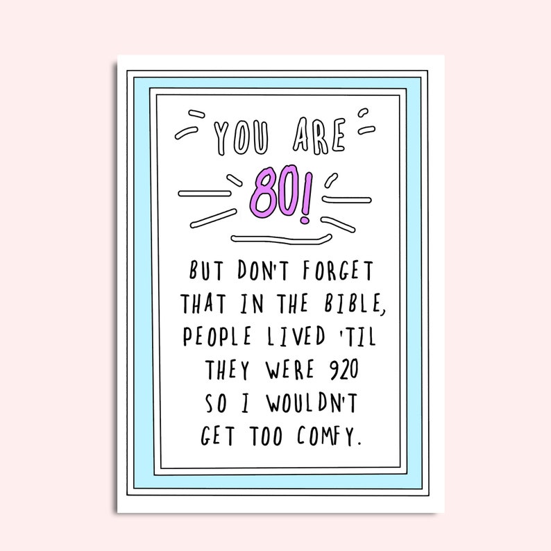 80th Birthday Card Funny 80th Birthday Card Eightieth Etsy