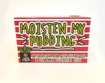 Moisten My Pudding Christmas Soap | Award-Winning | Funny Gift | Novelty Soap | Vegan | Gift For Her | Rose Geranium