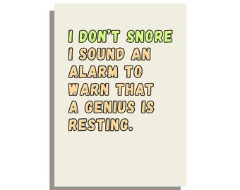 Genius snore funny birthday card