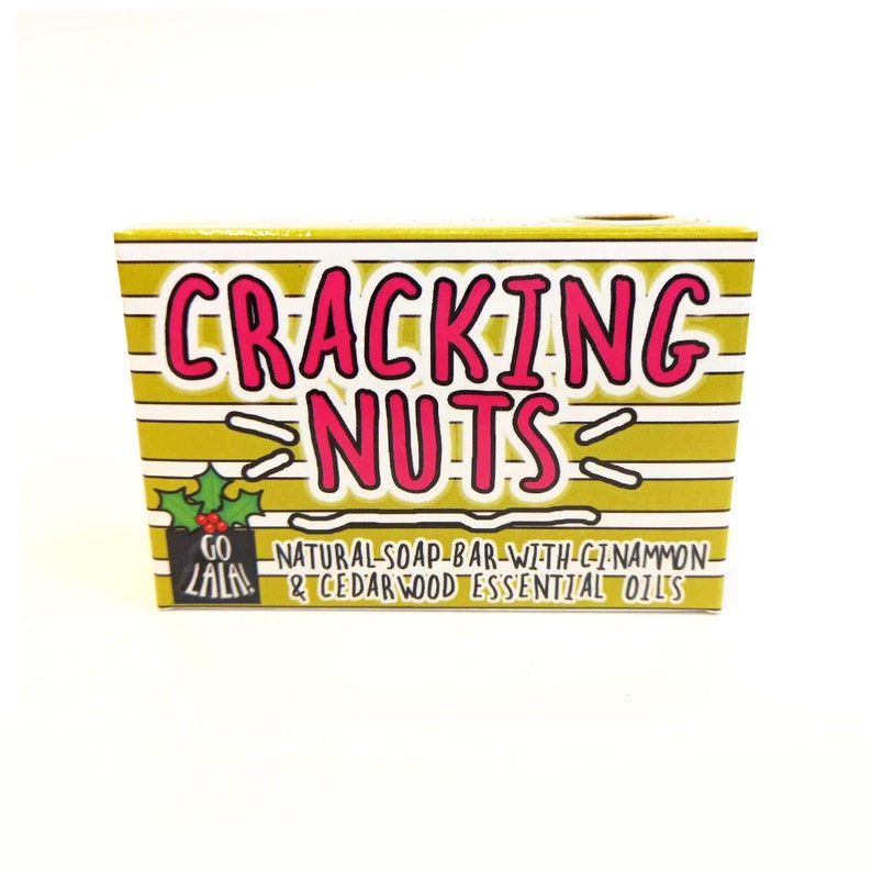 Cracking Nuts Christmas Soap Award-Winning Funny Gift Novelty Soap Vegan Gift For Her Cinammon & Cedarwood image 1