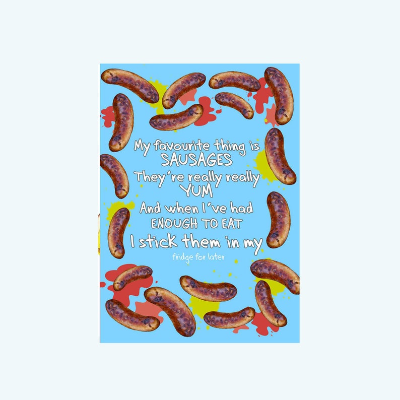 Funny Sausages Card Funny Poem Funny Birthday Card Etsy