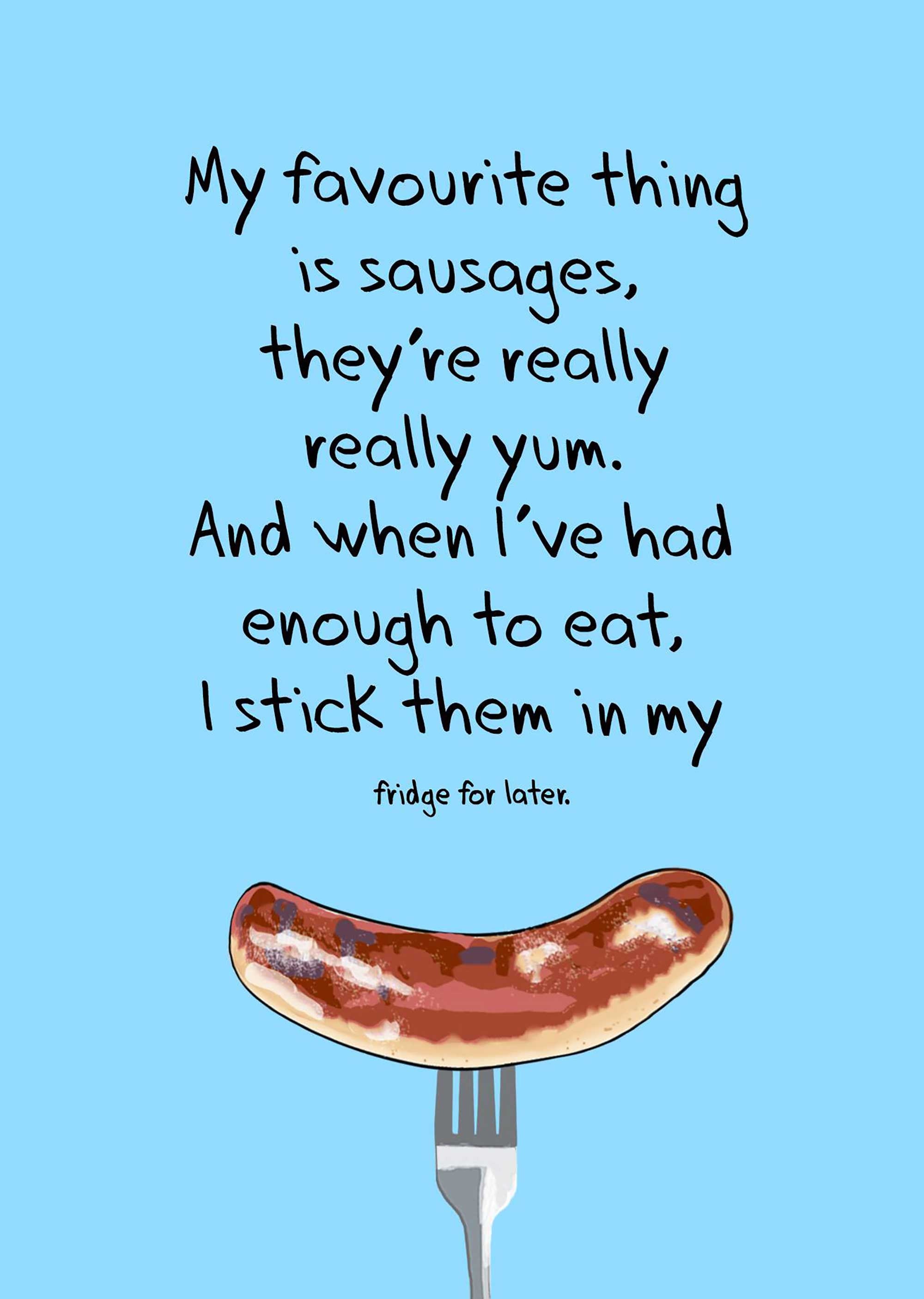Sausages rude funny poem card Etsy