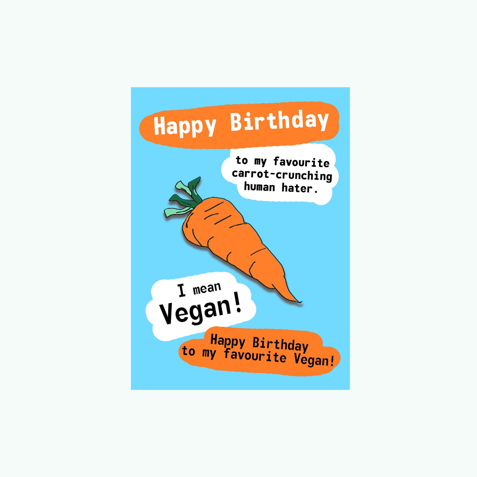 Vegan Card Vegan Birthday Card Funny Vegan Card Etsy