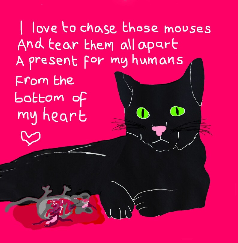 Funny Cat Card Cat Card Cat Poem Mouse Cat Birthday Etsy