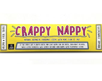 CRAPPY NAPPY Funny Smells Fragrance Sticks | Vegan | Aromatherapy | Funny Gift | Stocking Filler | Secret Santa | Baby Gift