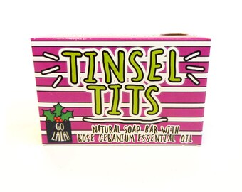 Tinsel Tits Christmas Soap | Award-Winning | Funny Gift | Novelty Soap | Vegan | Gift For Her | Rose Geranium