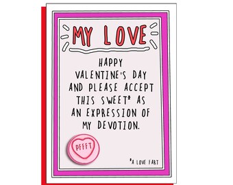 My Love Farts Valentine card sweets