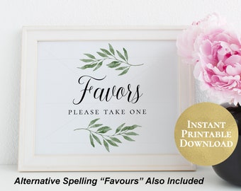 Favors Please Take One Wedding Reception Printable Eucalyptus Laurels Bridal Shower Baby Shower Birthday Party Guest Favours Sign PCEUWS