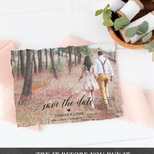 Save the Date Template EDITABLE We Do Date Saver Personalized Save-the-Date Printable DIY Rustic Bohemian Kraft Simple Black White PCWDWS