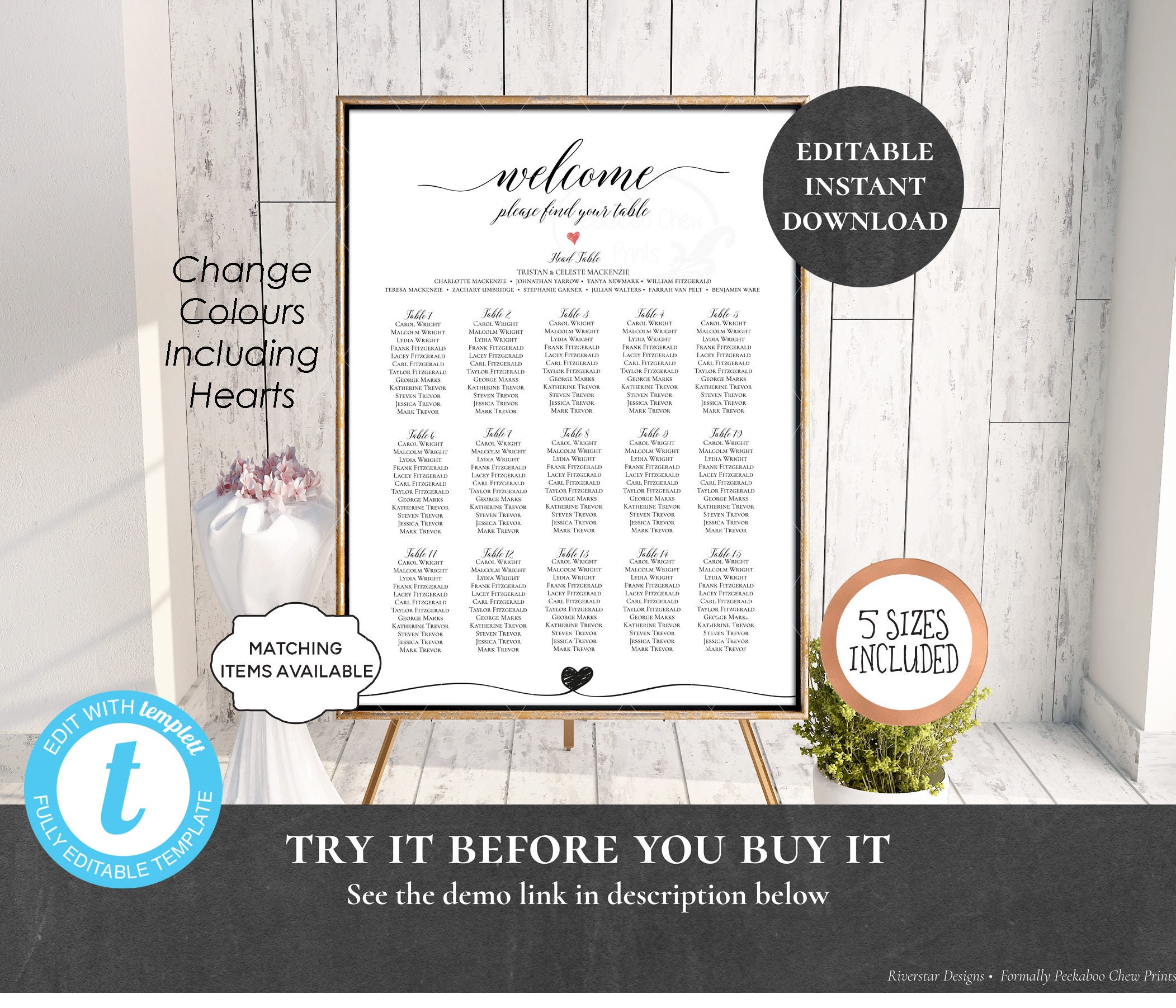 Etsy wedding table assignments image