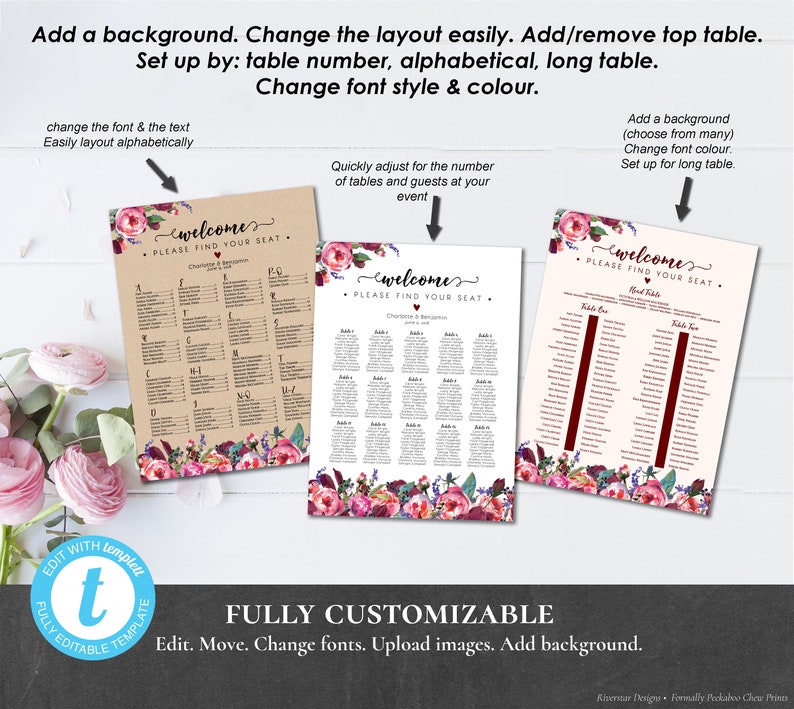 Wedding Seating Chart Table Assignment Poster Reception Dinner Etsy