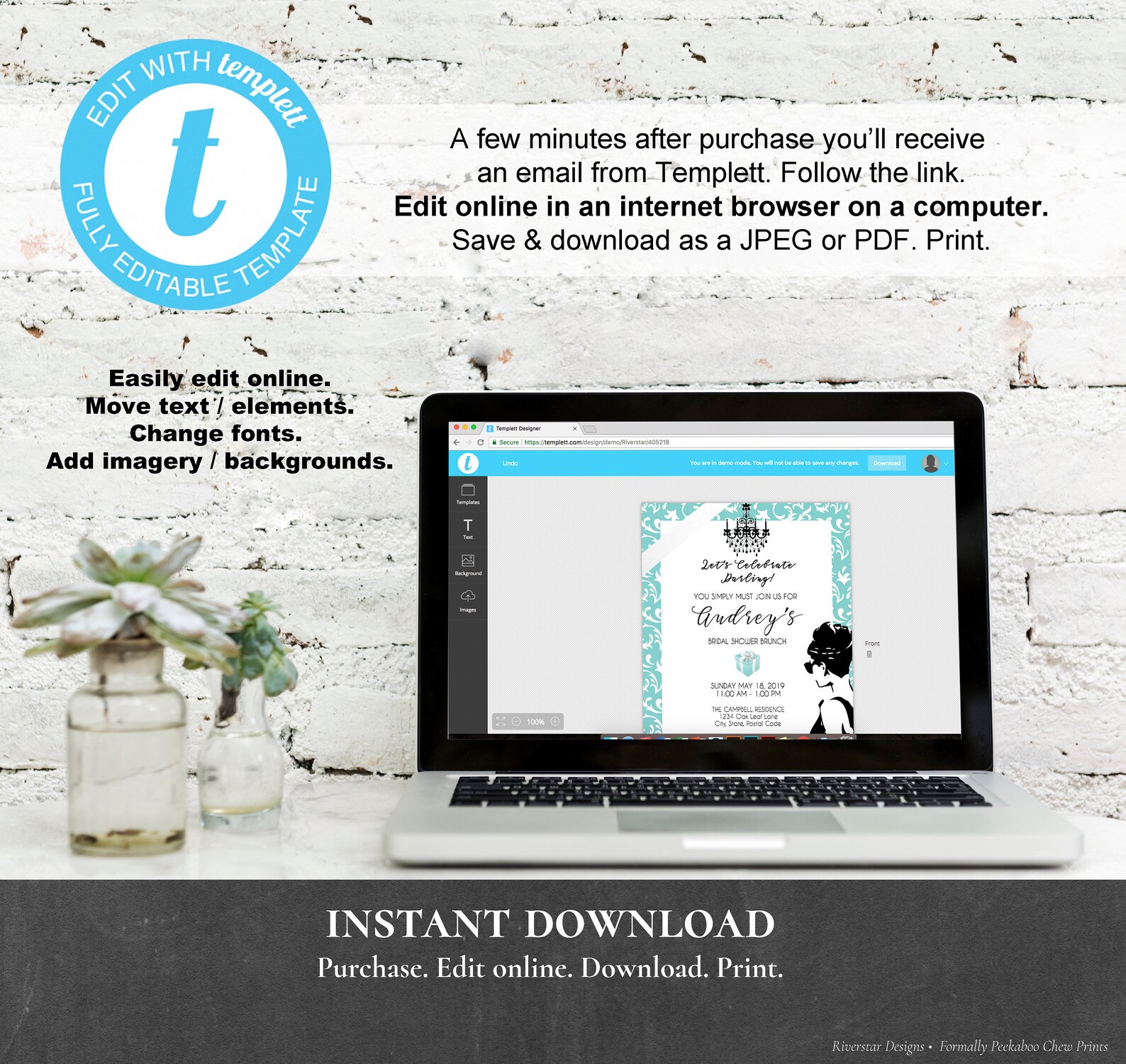 Breakfast at Tiffany's Invitation Printable Editable - Etsy