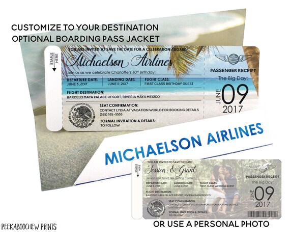 Destination Wedding Invitation Boarding Pass Invite Customise Etsy