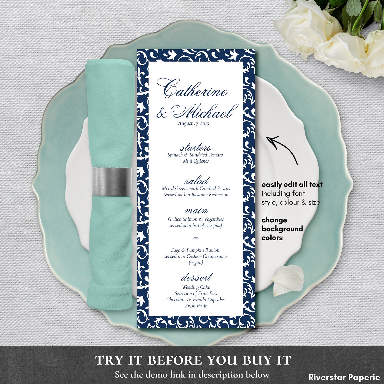 Breakfast at Tiffany's BRUNCH MENU Printable Editable Bridal Shower