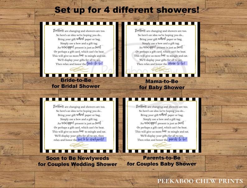 Display Shower / Gift Card Unwrapped Gift Request Poem Insert Etsy
