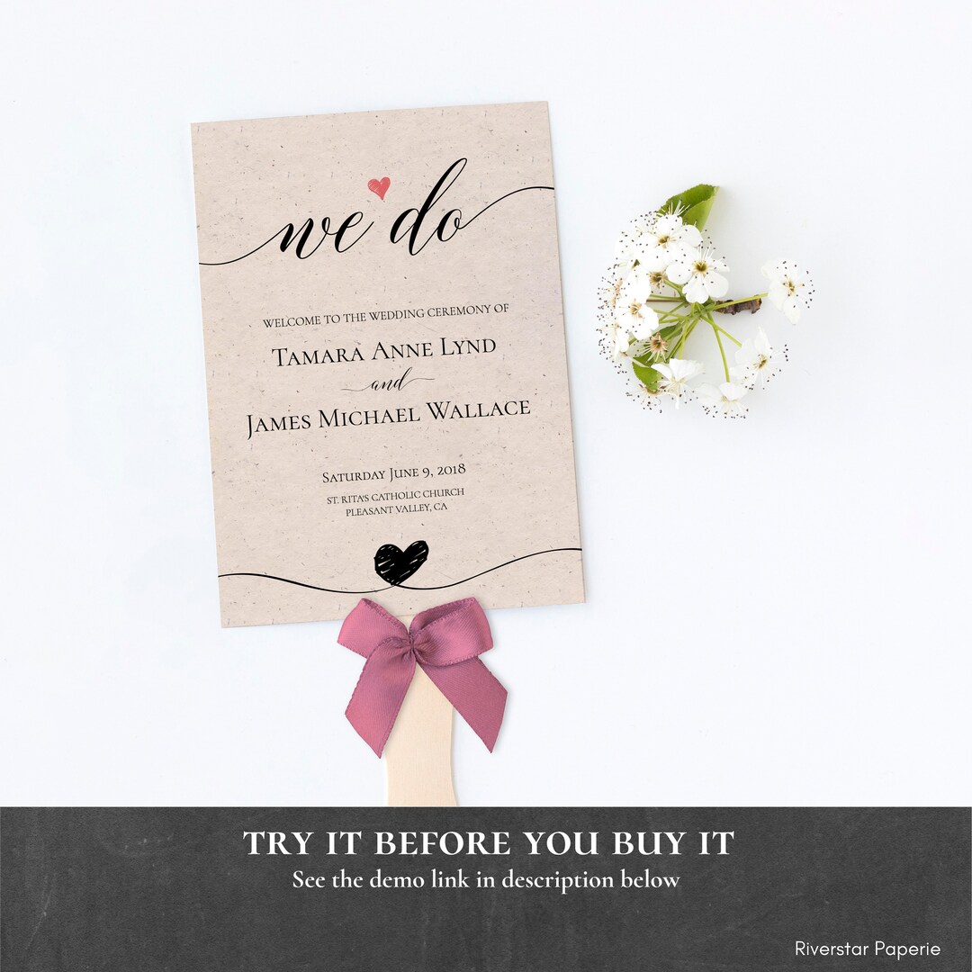 Wedding Church Program Template Booklet Fan Template 5x7 Editable Wedding Church Program Template Booklet Fan Template 5x7 Editable