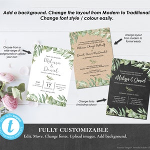 Wedding Invitation Suite Template Olive Branch Rosemary Eucalyptus Editable Printable DIY Rustic Bohemian Details RSVP Tag Sticker PCROEWS image 3