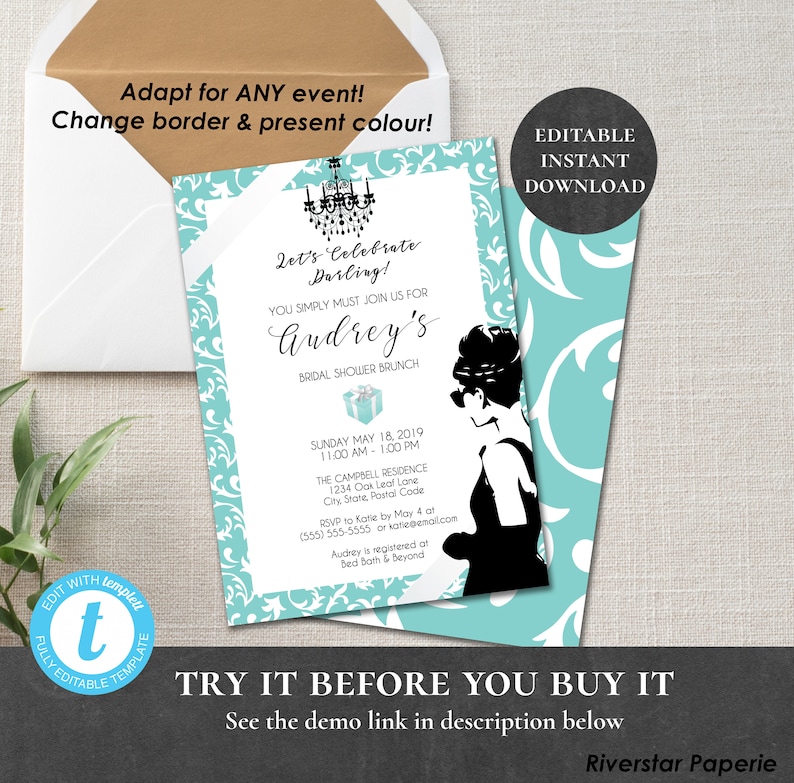 Breakfast at Tiffany's Invitation Printable Editable - Etsy Australia