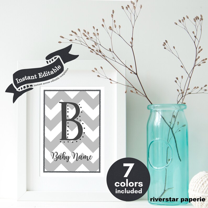 Baby Name Wall Art Personalized Nursery Print Girl Boy Initial Etsy