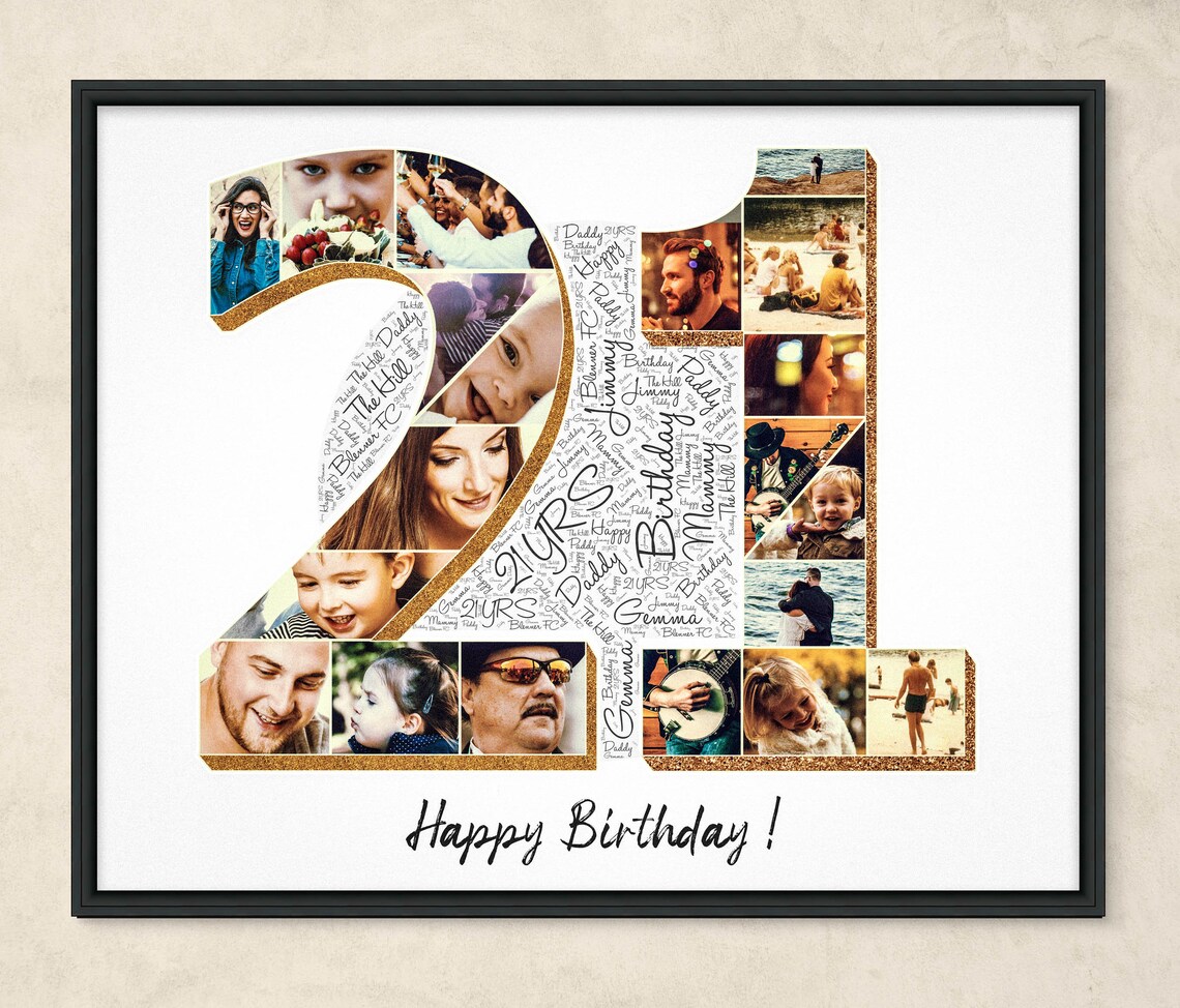 Personalized Birthday Photo Collage Gift Any Age 1 to 101 Etsy