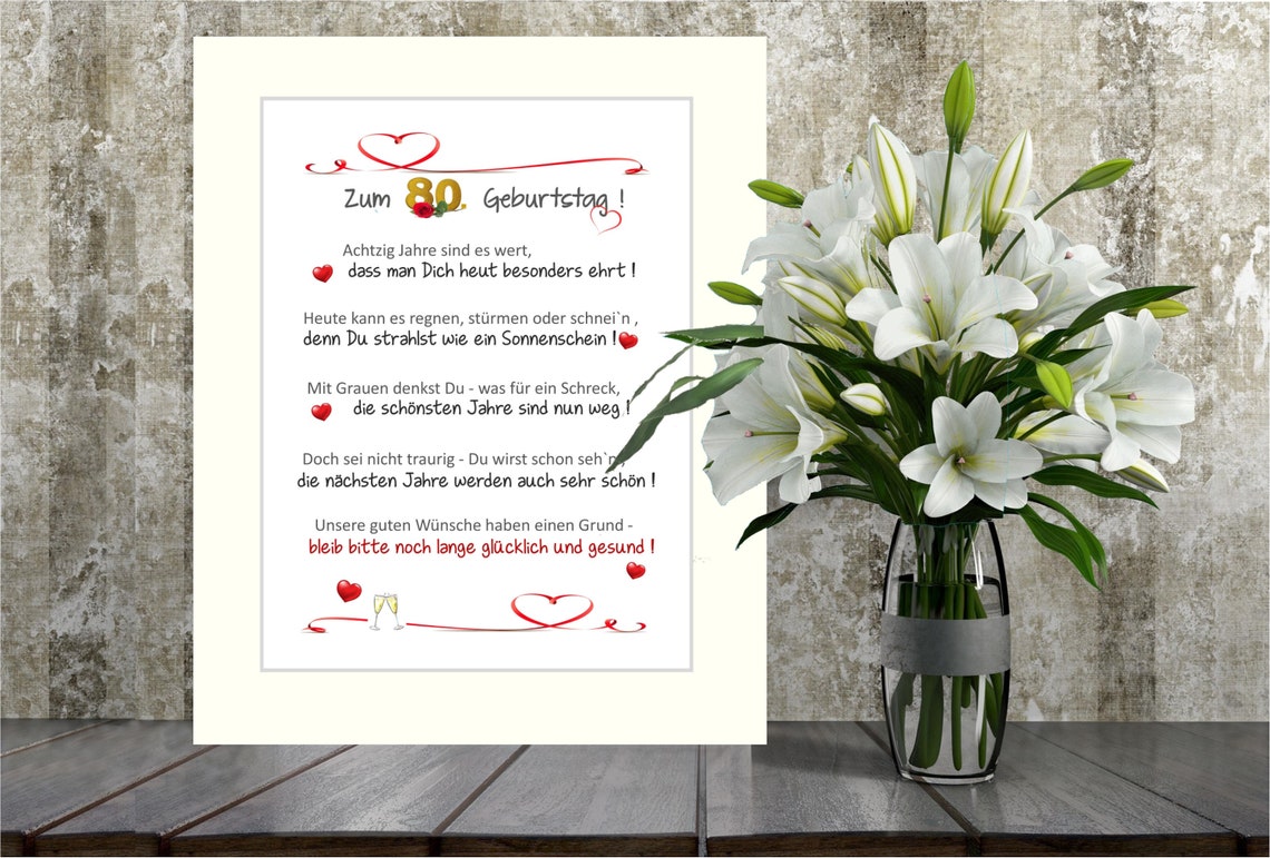 Herzlichen Glückwunsch zum 80. Geburtstag liebevoll Etsy