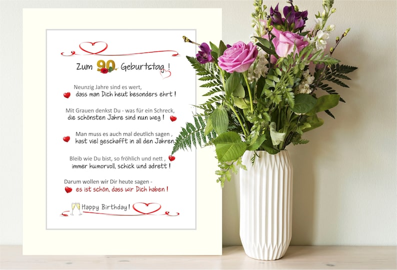 Herzlichen Glückwunsch zum 90. Geburtstag liebevoll Etsy