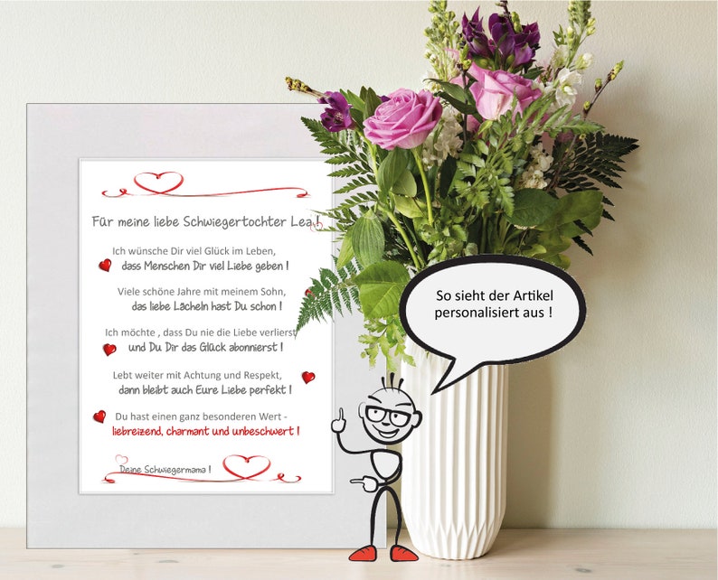 Für meine liebe Schwiegertochter personalisierbarer Etsy