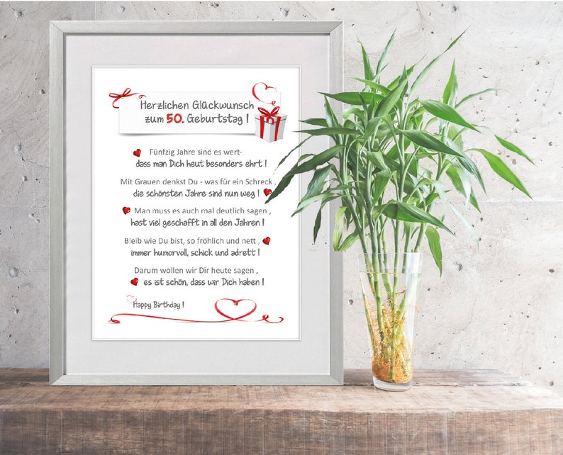 Herzlichen Glückwunsch zum 50. Geburtstag liebevoll Etsy