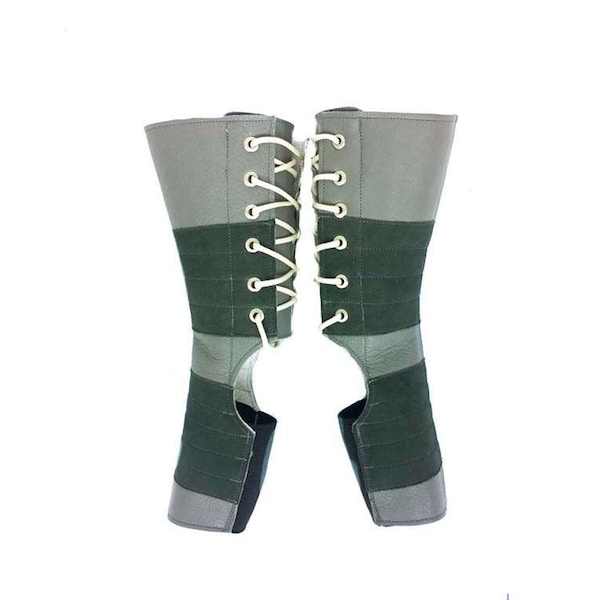 Isabella Mars GREY Short Aerial Boots standard sizes in Leather & Suede Trapeze boots gaiters for Lyra, Trapeze, Aerial hoop, corde lisse
