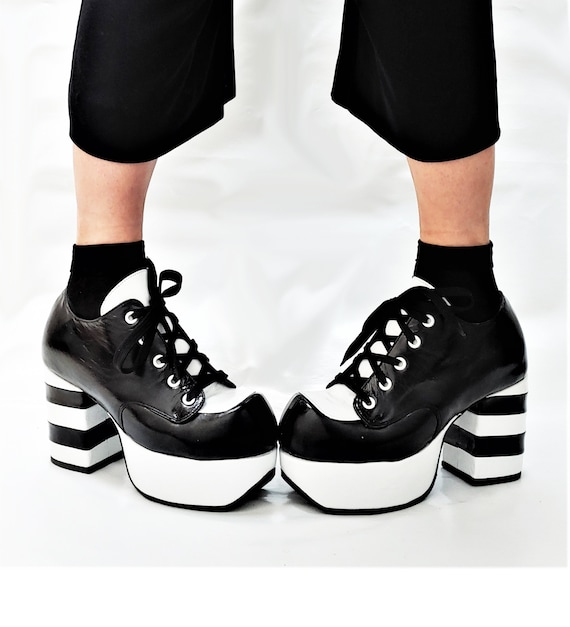 TUXEDO Platform Lace up Shoes - Isabella Mars - Black and White