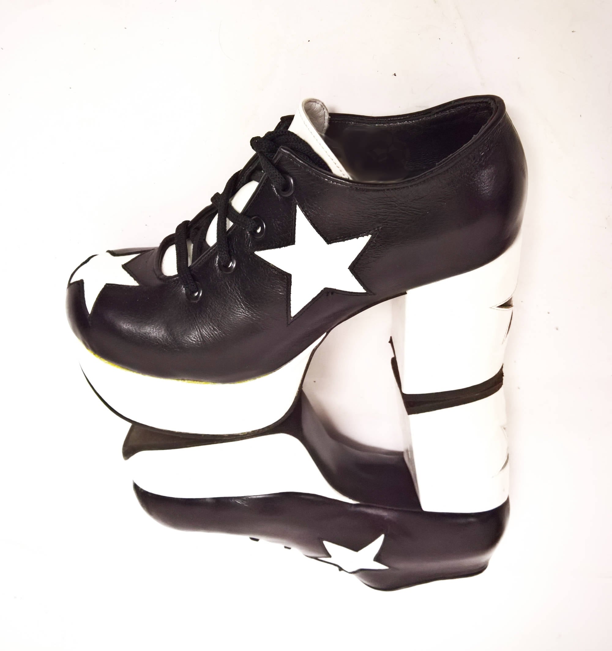 Black Star Lace Up Platform Sneaker