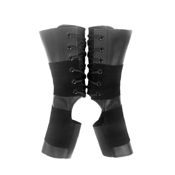 Isabella Mars Short Black Aerial Boots w/ Grip STANDARD SIZES in Leather & Suede Gaiters for Lyra, Trapeze, Aerial Hoop, Rope, Corde Lisse