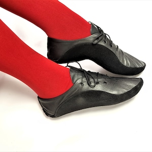 Isabella Mars Tightwire Shoes Tightrope Circus Corderaide Drahtseil Wirewalker Black Leather with Suede Sole