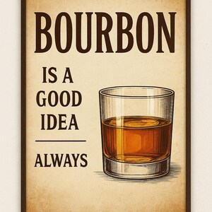 Bourbon Whiskey Printable Wall Art – Rustic Bar Decor for Bourbon Lovers – 16x20” High-Res Digital Download