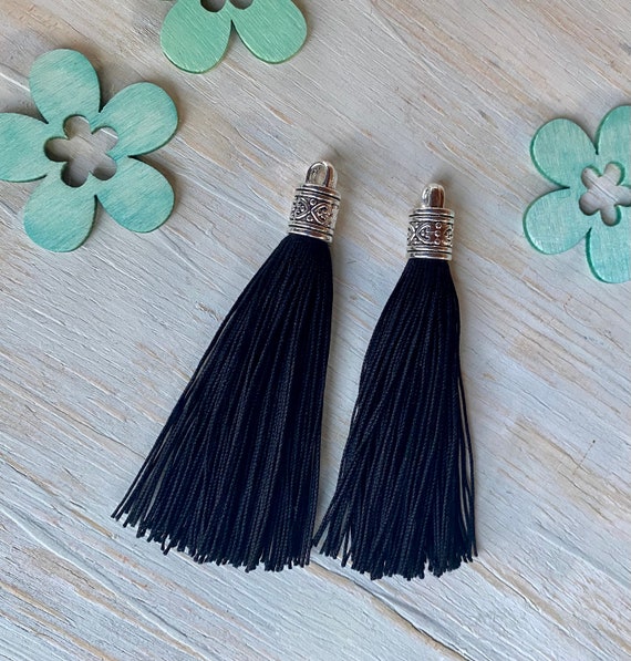 2 Quasten schwarz aus Baumwollgarn 8 cm Tassels Troddel - .de