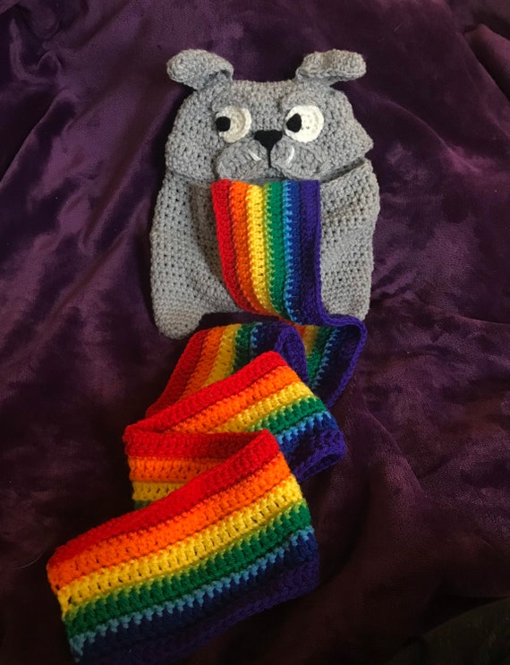 Barfing rainbow dog scarf