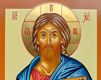 Impression numérique du Christ Pantocrator (Sinaï) 20 x 25 cm, icône orthodoxe byzantine peinte à la main de Jésus-Christ, art religieux imprimable
