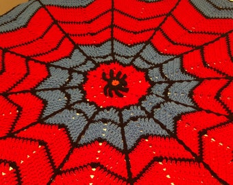 Spiderman throw, Crochet Spiderman blanket.