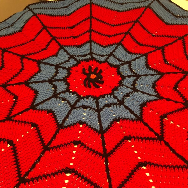 Spiderman throw, Crochet Spiderman blanket.