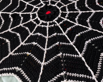 Spider Web Black and White Crochet Throw