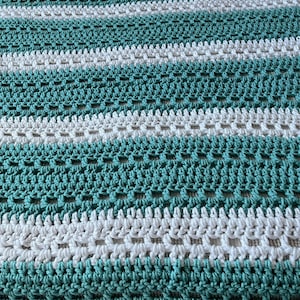 Mint Green and White Crochet Throw