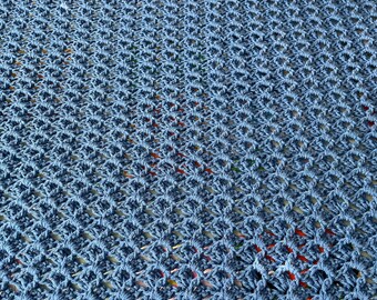 Blue Crystal Wave Crochet Throw