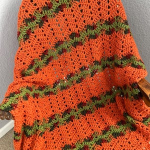 Fall Pumpkin Color Crochet Throw - Etsy