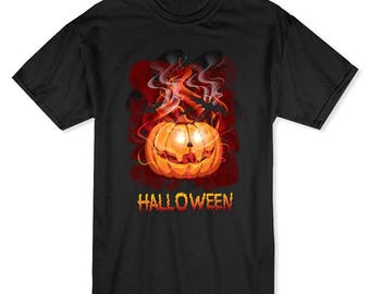 Halloween Possessed Pumpkin Men's Black T-shirt