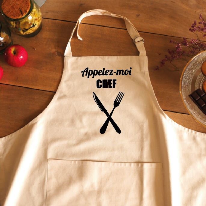 Tablier Personnalisé Pour Adulte Coton Bio - Appelez-Moi Chef