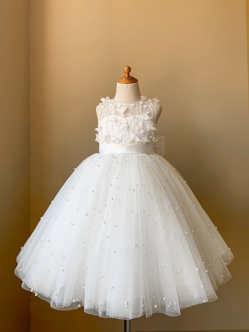 Robe de demoiselle d'honneur en satin ivoire et tulle, longueur au sol, robe de soirée de mariage, princesse D041 As Pictured (Ivory)