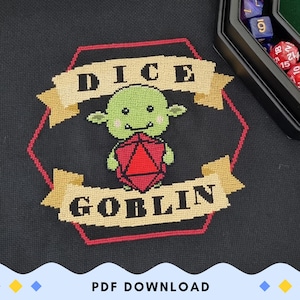 Duende de los dados: patrón de punto de cruz para nerds